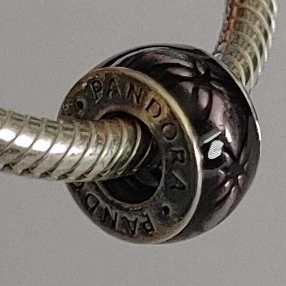 Pandora Purple Vintage Floral Spacer charm AUTHENTIC - Picture 1 of 6